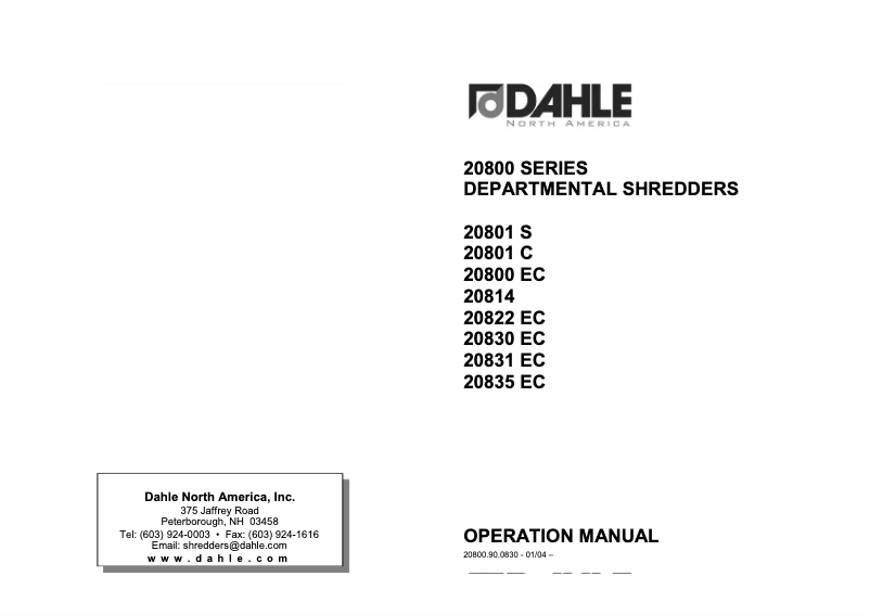 Page 1 de la notice Manuel utilisateur Dahle 20814
