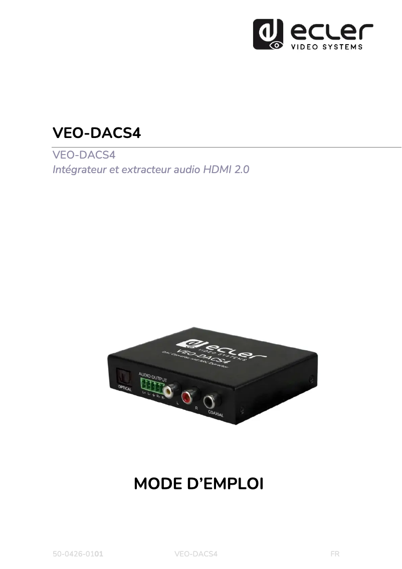 Page 1 de la notice Manuel utilisateur Ecler VEO-DACS4