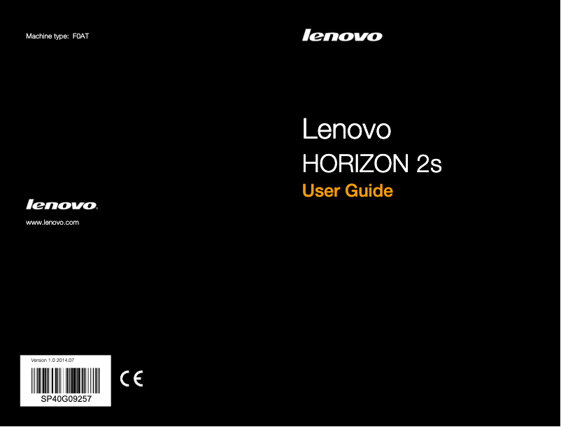 Page n°1 - Manuel utilisateur Lenovo Horizon 2s Table PC