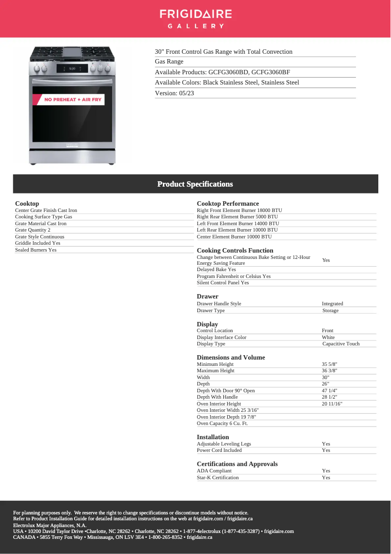 Image de la première page du manuel de l'appareil GCFG3060BF