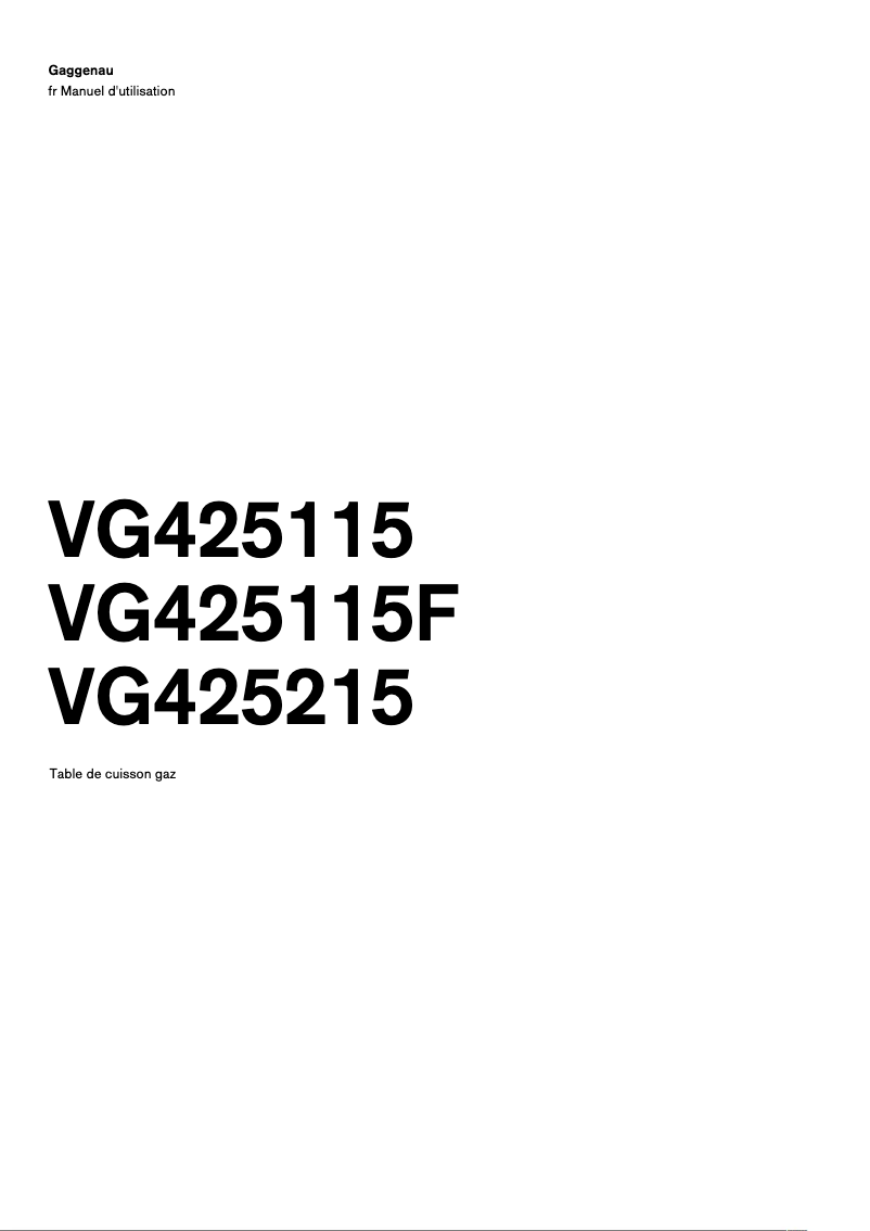 Page 1 de la notice Manuel utilisateur Gaggenau VG425115F