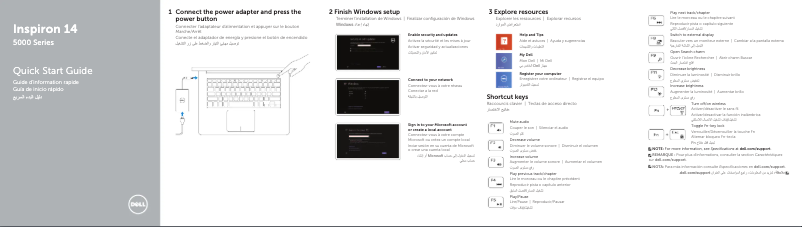 Page 1 de la notice Guide d'installation Dell Inspiron 5442