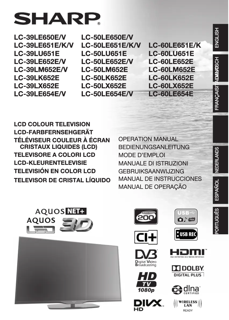 Image de la première page du manuel de l'appareil LC-50LE650V