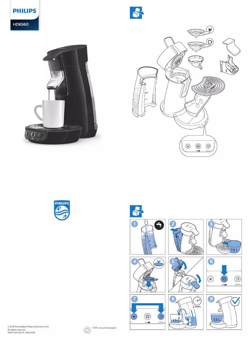 Page 1 de la notice Manuel utilisateur Philips Senseo Viva Café HD6560