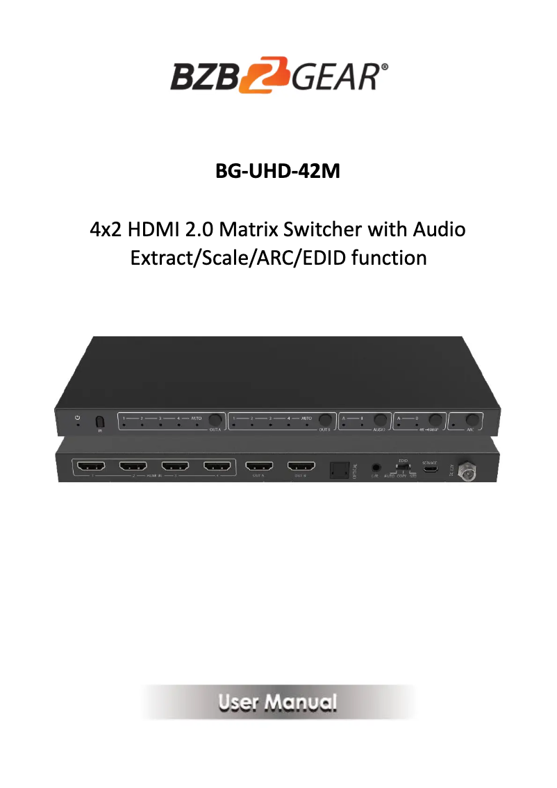 Image de la première page du manuel de l'appareil BG-UHD-42M