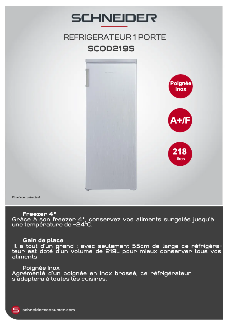 Page 1 de la notice Fiche technique Schneider SCOD219S