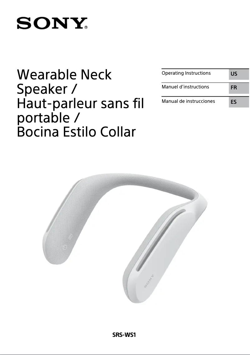 Image de la première page du manuel de l'appareil SRS-WS1