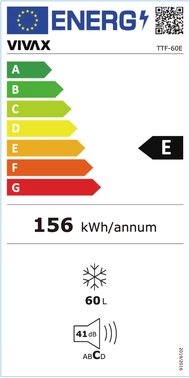 Page n°1 - Label énergétique Vivax TTF-60E