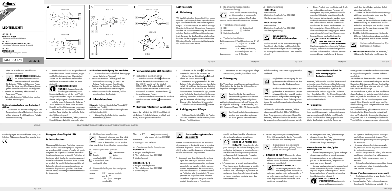 Page n°1 - Manuel utilisateur Melinera HG04141
