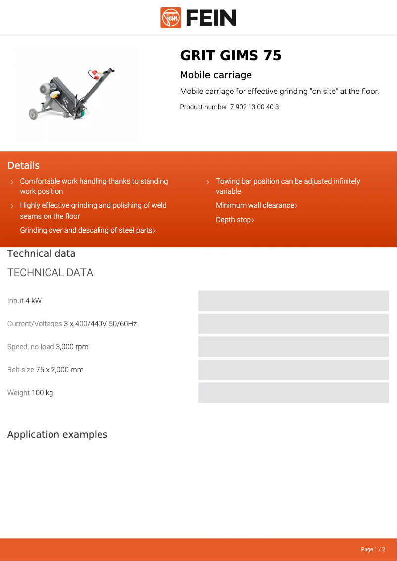Image de la première page du manuel de l'appareil GRIT GIMS 75