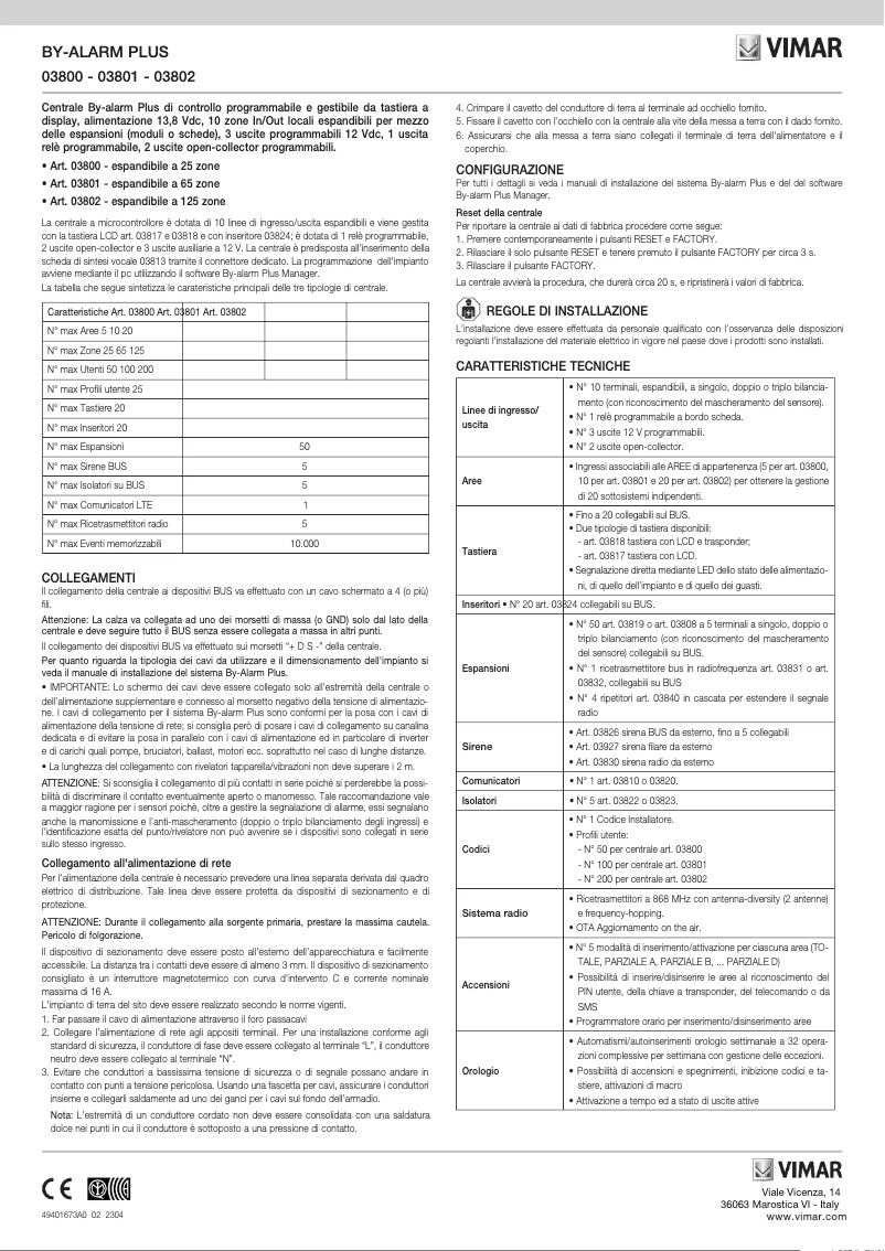 Page 1 de la notice Instructions / montage Vimar 03800