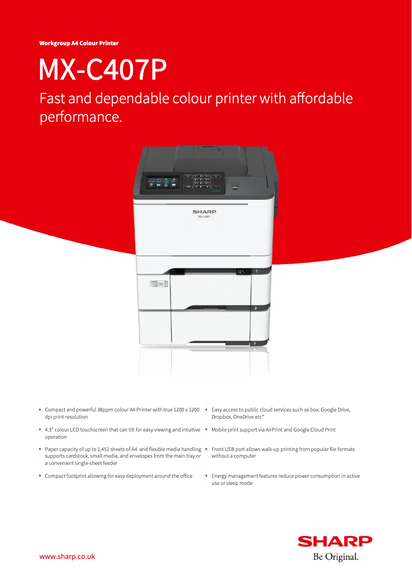 Image de la première page du manuel de l'appareil MX-C407P