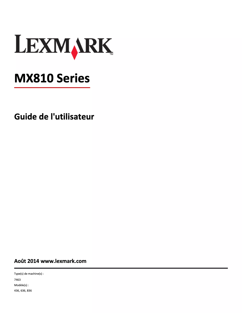 Page 1 de la notice Manuel utilisateur Lexmark MX811