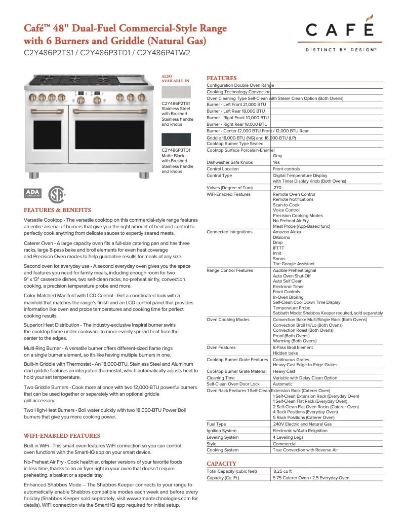 Página 1 del manual Ficha técnica GE C2Y486P2TS1