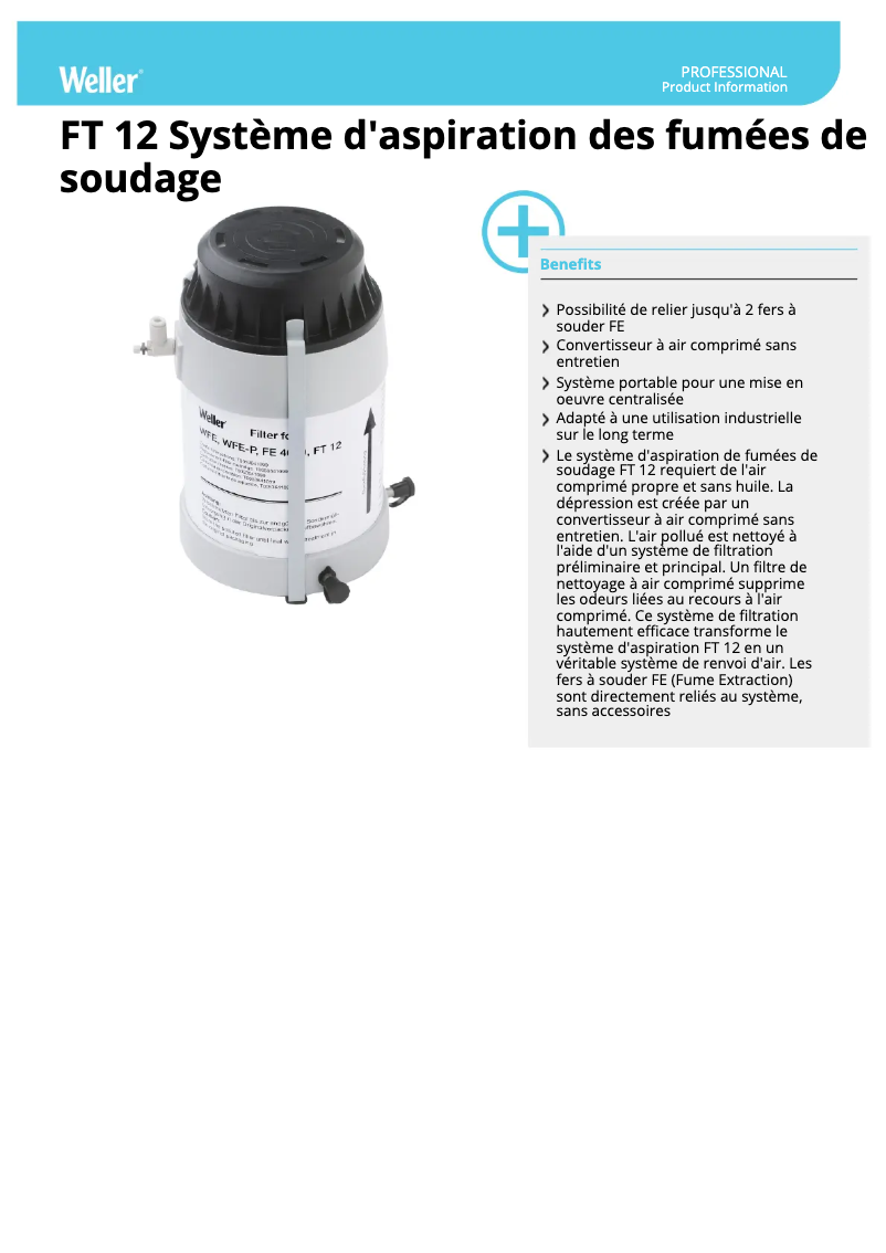 Page n°1 - Fiche technique Weller FT 12