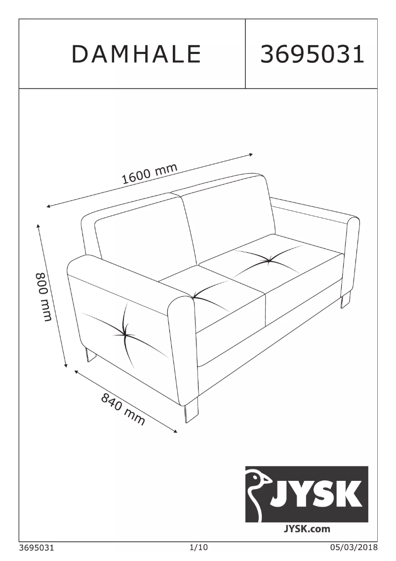 Page 1 de la notice Manuel utilisateur JYSK Damhale