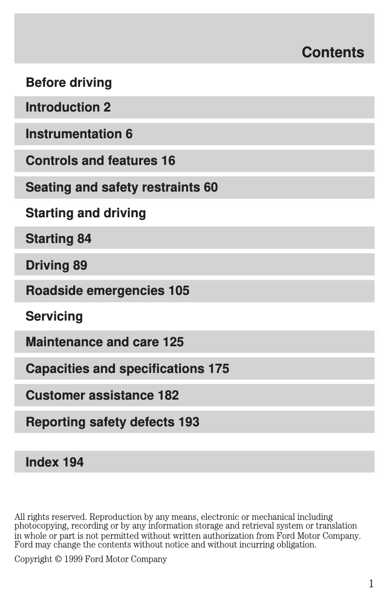 Page n°1 - Mode d'emploi Ford Escort (2000)