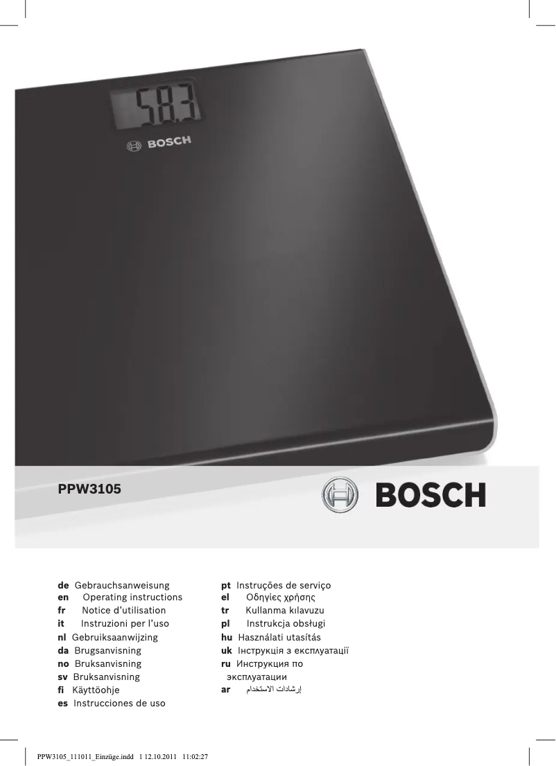 Page n°1 - Manuel utilisateur Bosch PPW3105
