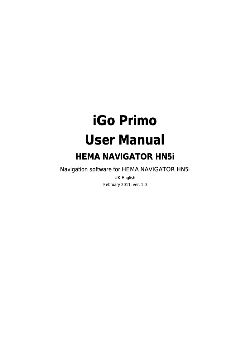 Page n°1 - Manuel utilisateur iGo Primo