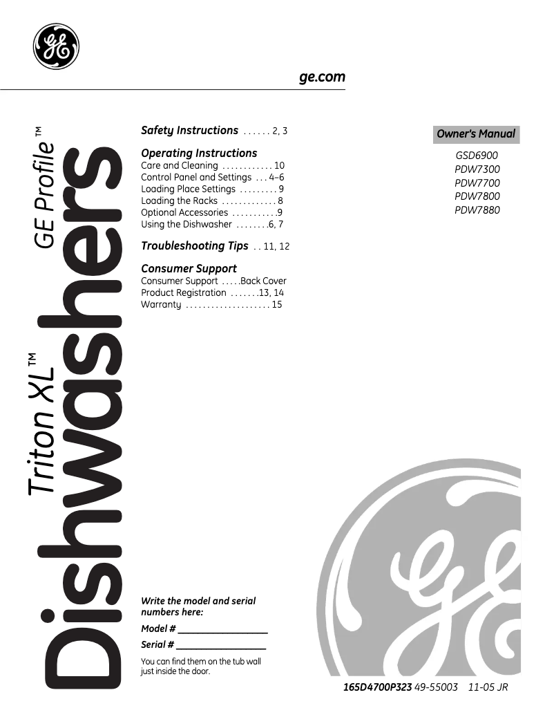 Imagen de la primera página del manual del dispositivo GSD6500JBB