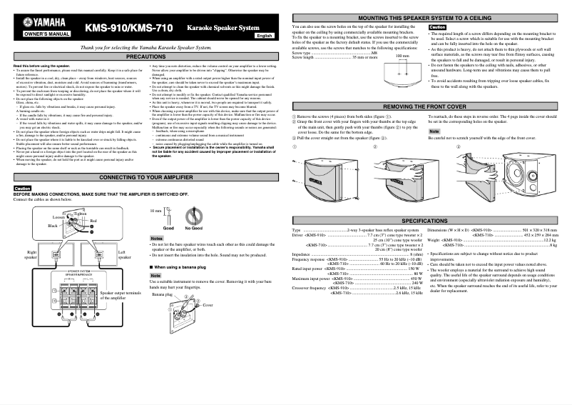 Page 1 de la notice Manuel utilisateur Yamaha KMS-710