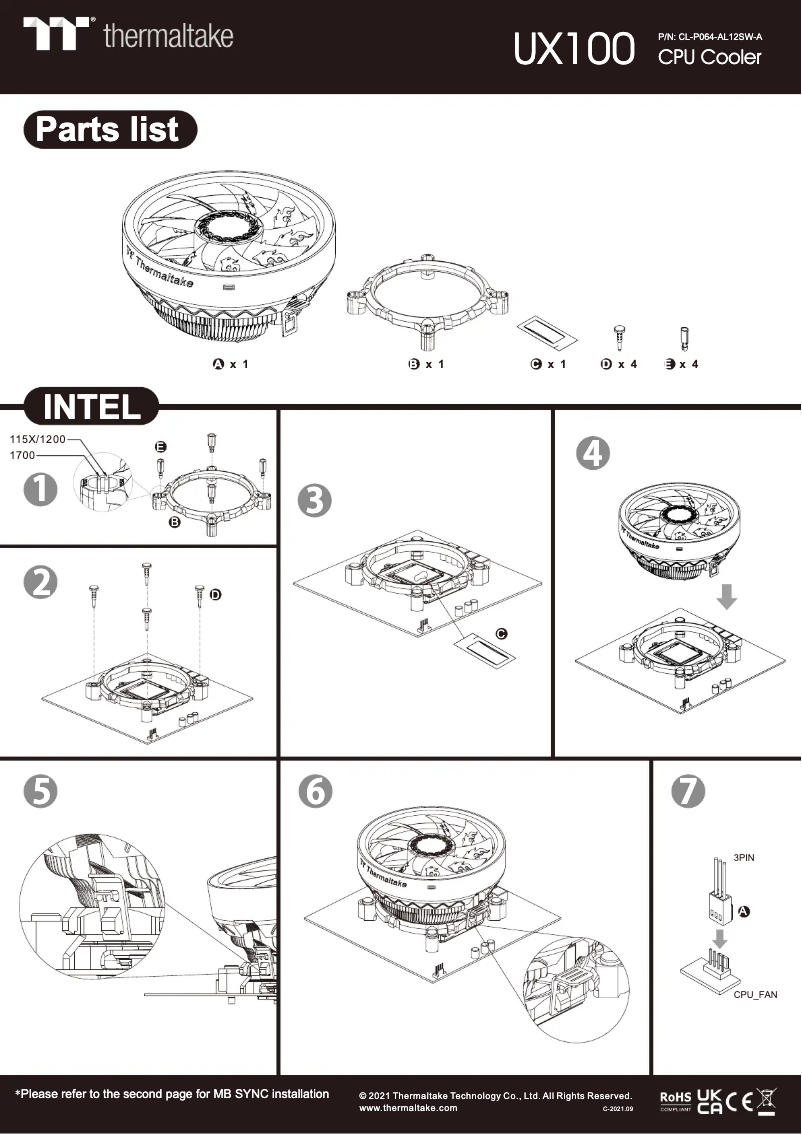 Page 1 of the manual User Manual Thermaltake UX100