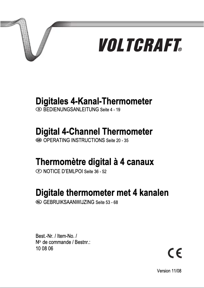 Page 1 de la notice Manuel utilisateur Voltcraft K204