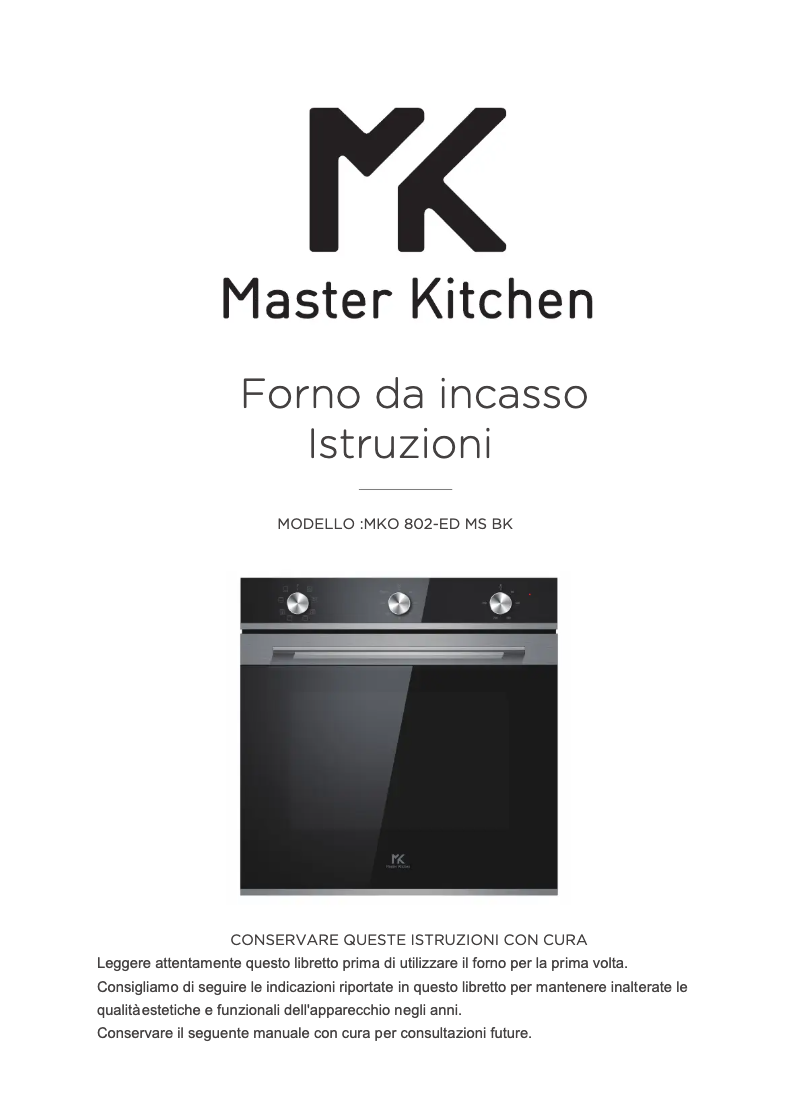 Page 1 de la notice Manuel utilisateur Master Kitchen MKO 802-ED MS BK