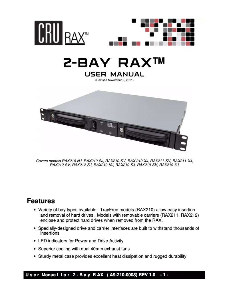 Page n°1 - Manuel utilisateur CRU RAX Secure 212-SJ