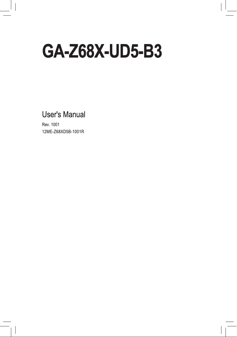 Image de la première page du manuel de l'appareil GA-Z68X-UD5-B3