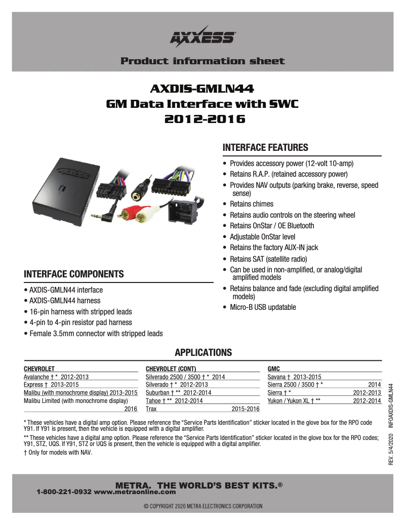 Page 1 de la notice Fiche technique AXESS AXDIS-GMLN44