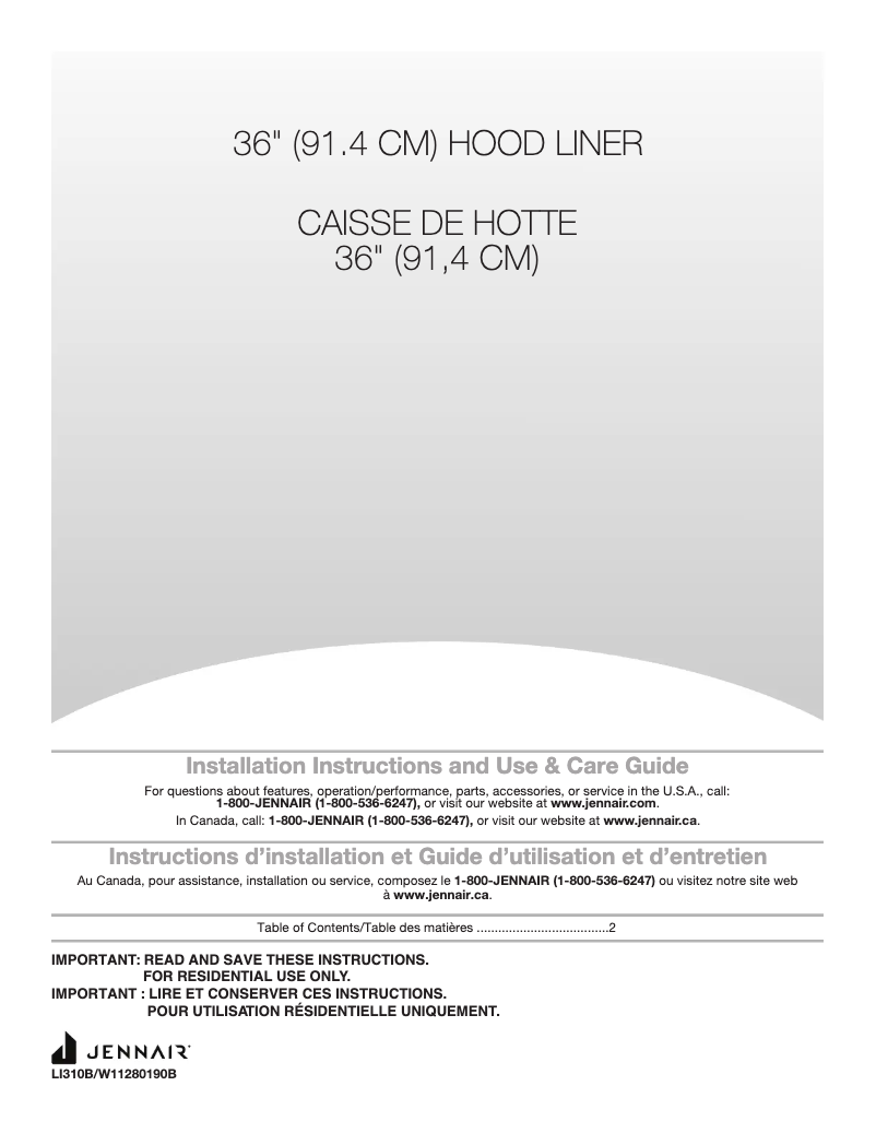 Page 1 de la notice Manuel utilisateur JennAir UXB0600DYS