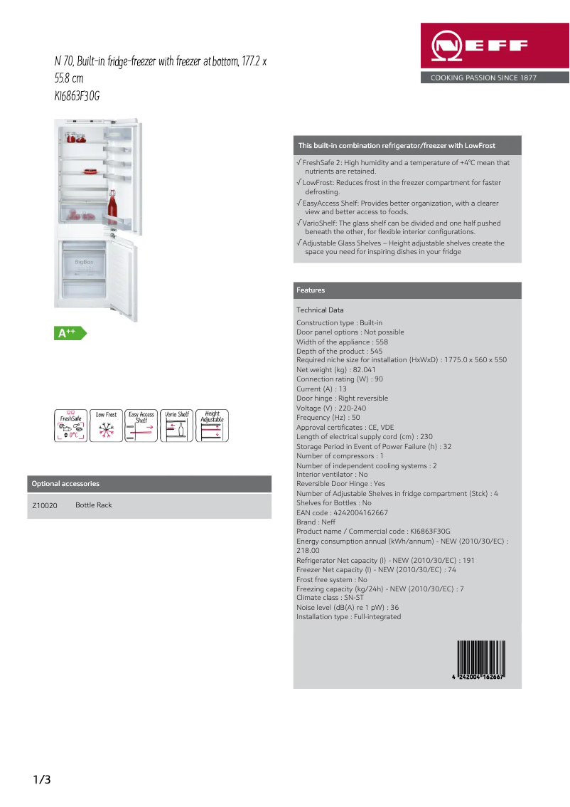 Page n°1 - Fiche technique Neff KI6863F30G