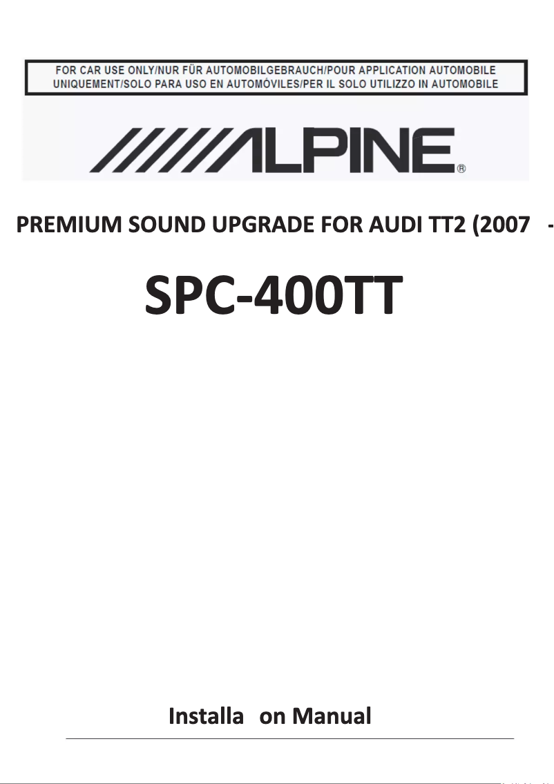 Page 1 de la notice Manuel utilisateur Alpine SPC-400TT