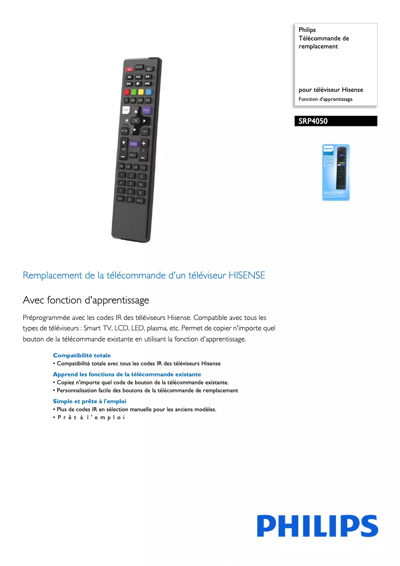 Page n°1 - Fiche technique Philips SRP4010