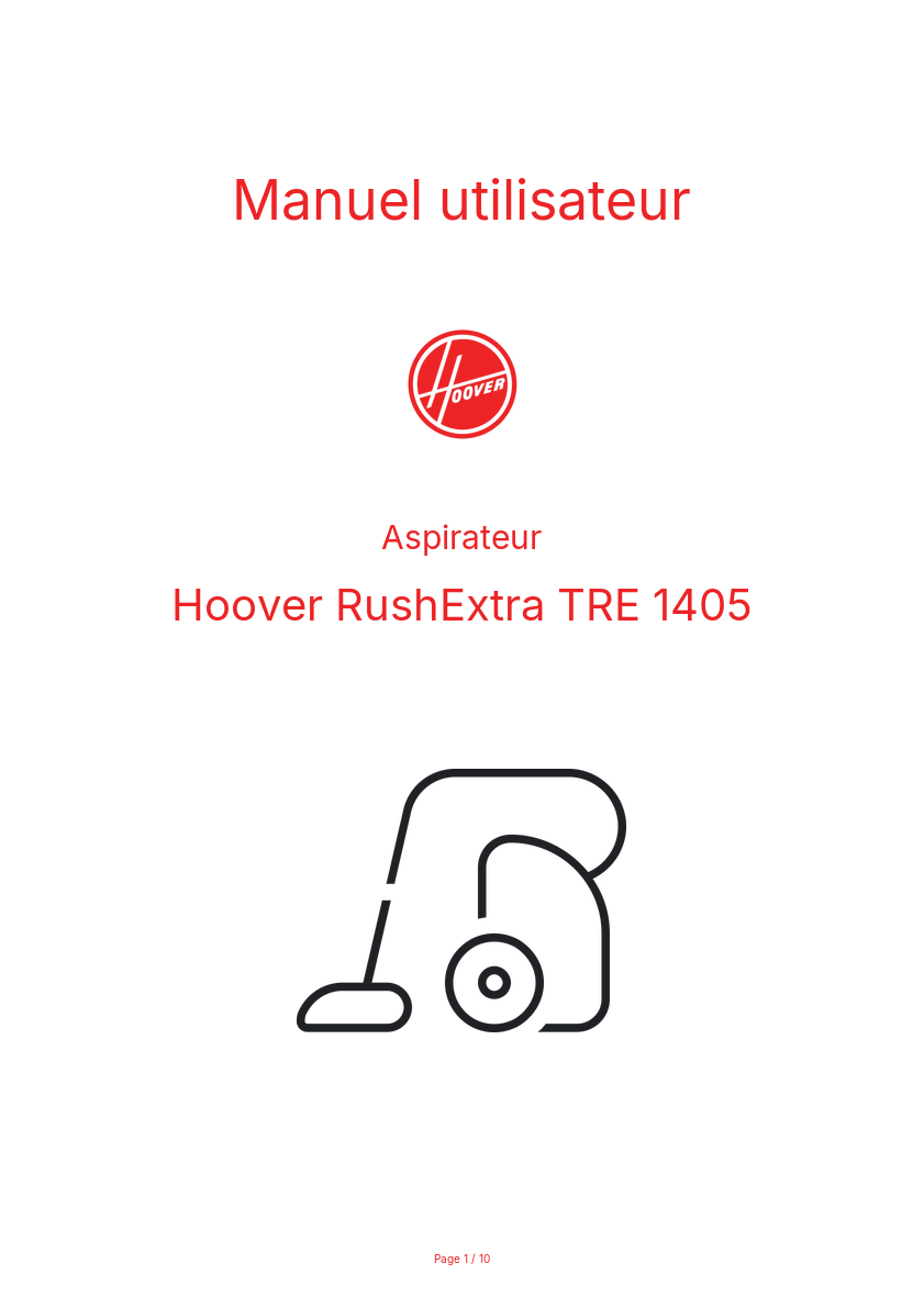 Image de la première page du manuel de l'appareil RushExtra TRE 1405
