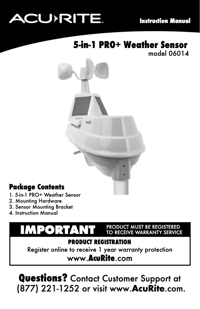 Page 1 de la notice Manuel utilisateur AcuRite Iris 06014