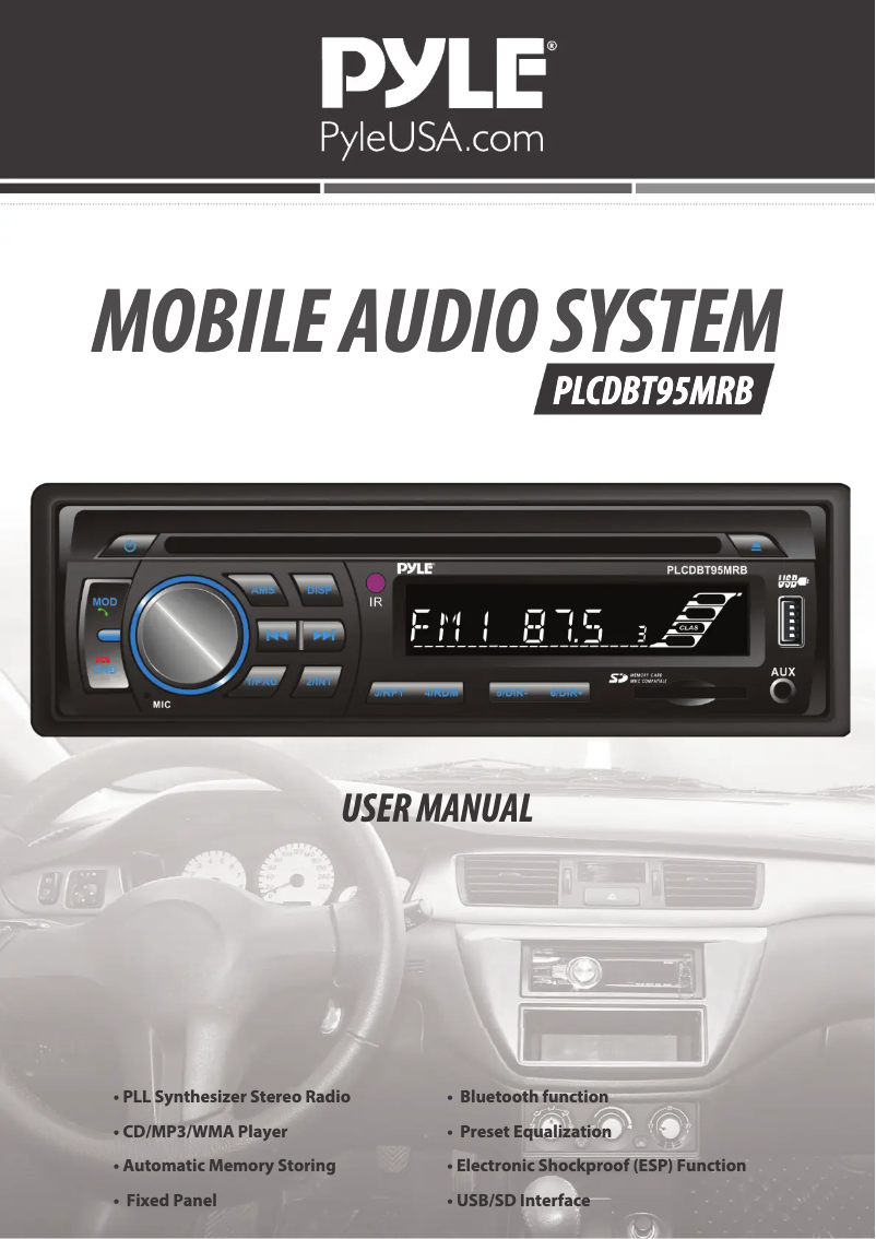 Page 1 de la notice Manuel utilisateur Pyle PLCDBT95MRB