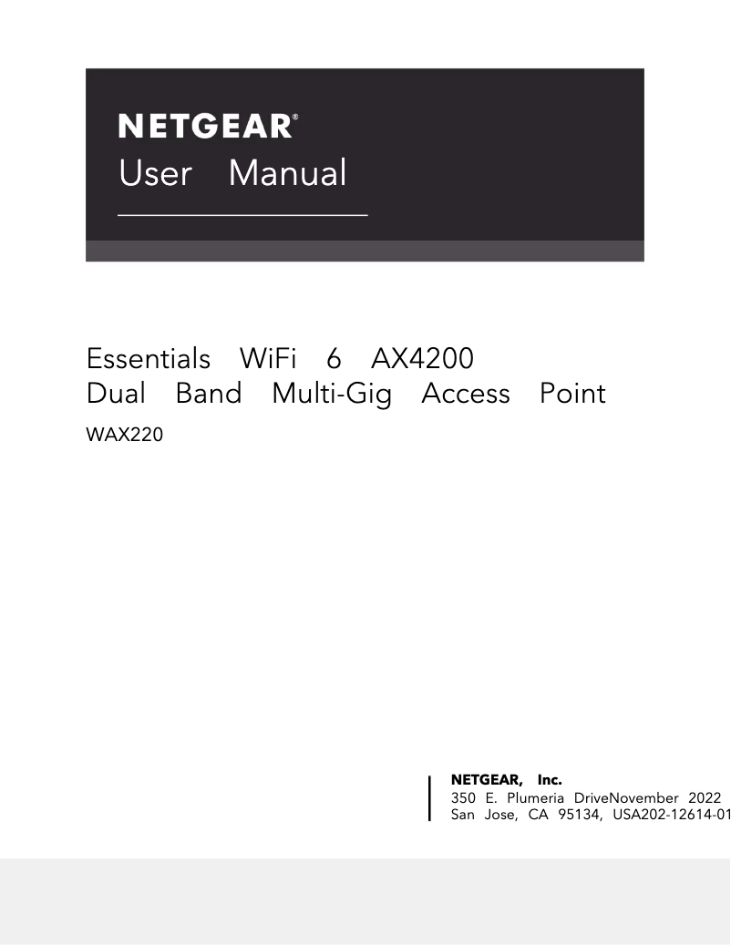 Page 1 de la notice Manuel utilisateur Netgear WAX220PA