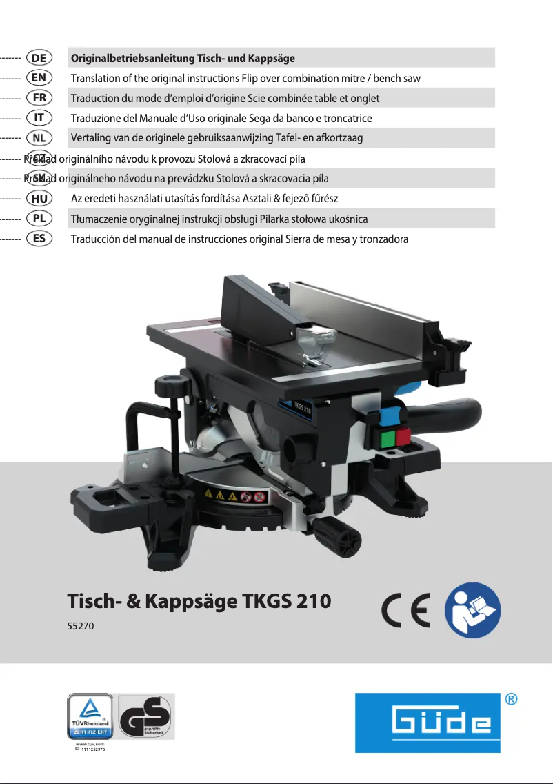 Page 1 de la notice Manuel utilisateur Güde TKGS 210
