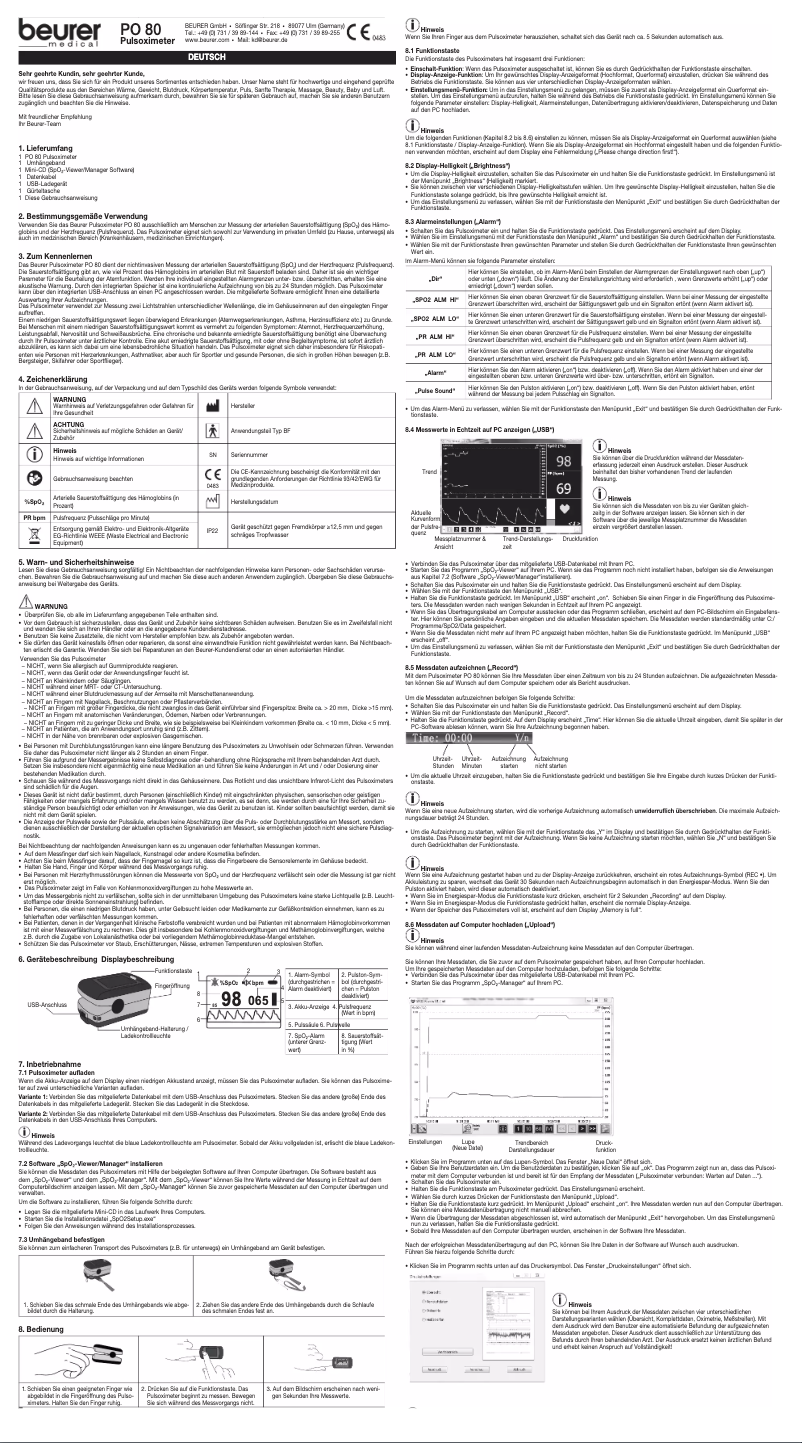 Image de la première page du manuel de l'appareil PO 80