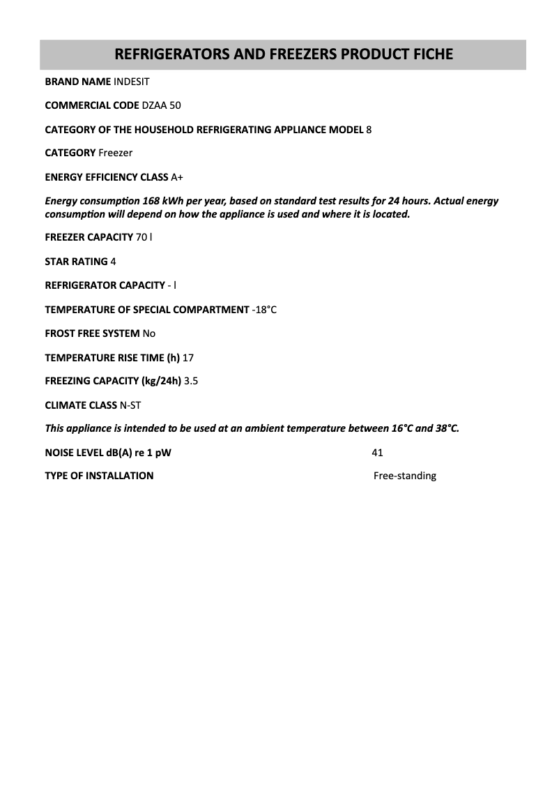 Page 1 de la notice Manuel utilisateur Indesit DZAA 50