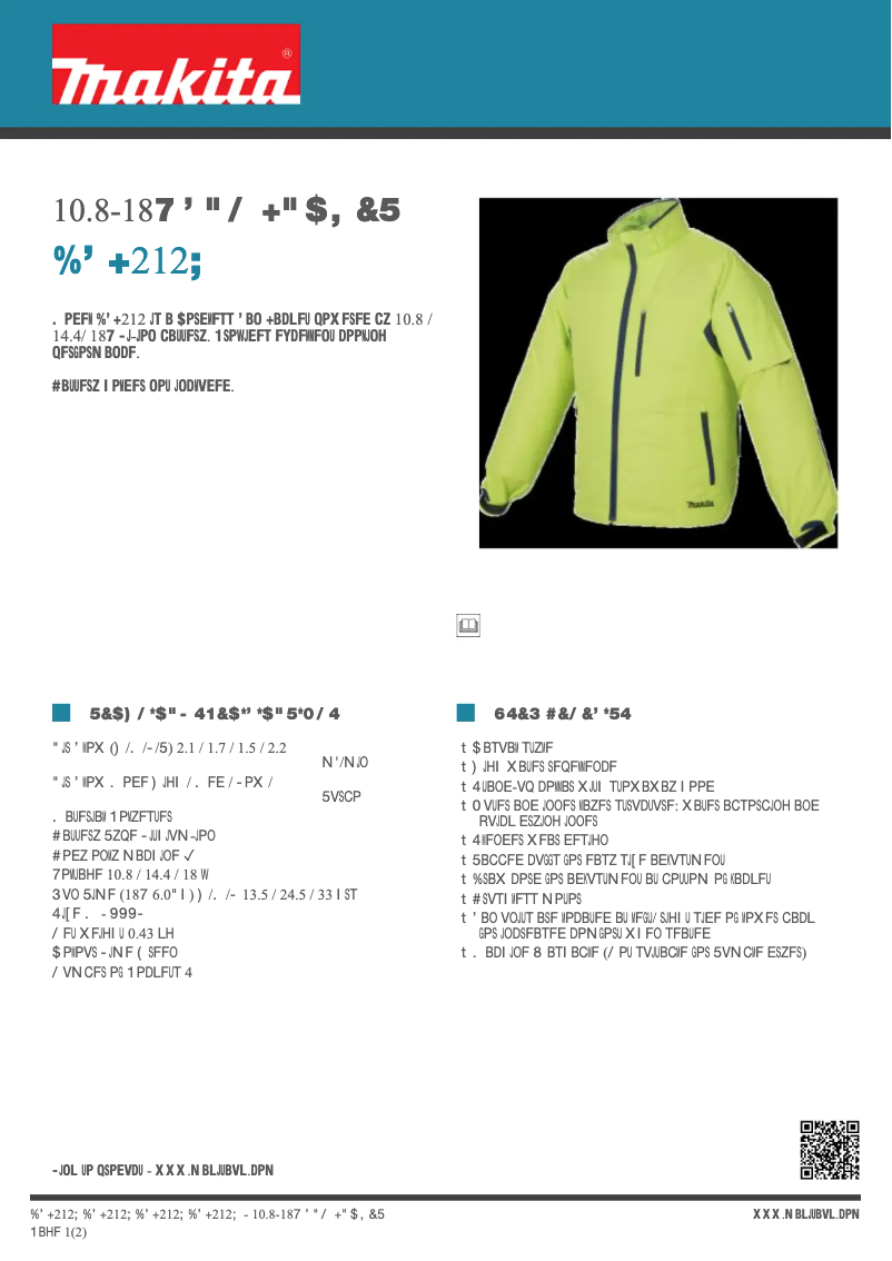 Page n°1 - Fiche technique Makita DFJ212Z