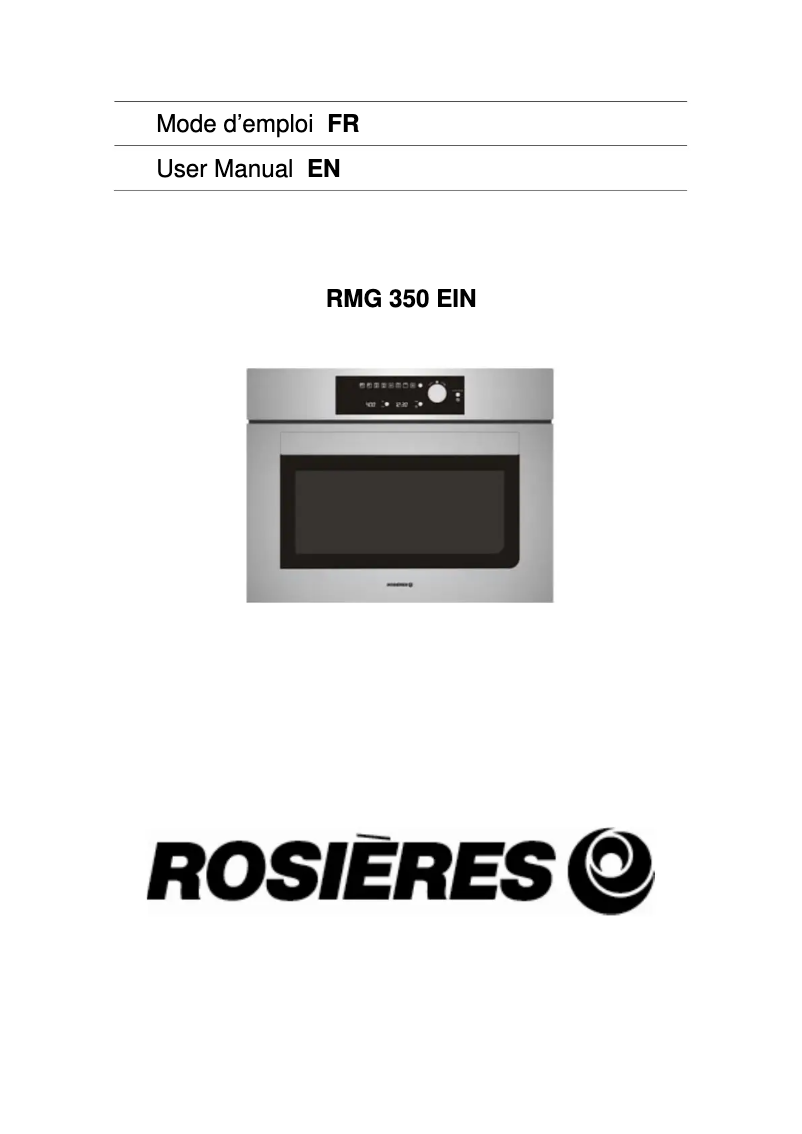 Page 1 de la notice Manuel utilisateur Rosieres RMG350EIN