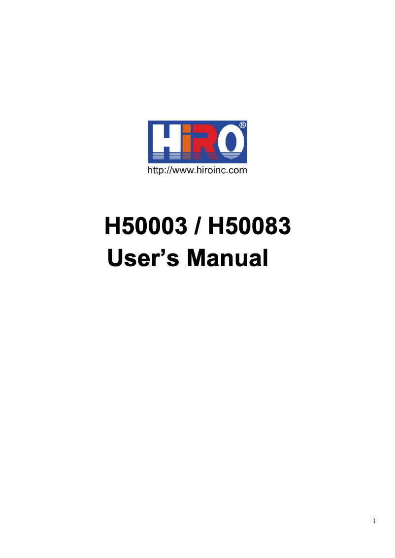Page n°1 - Manuel utilisateur HiRO H50083
