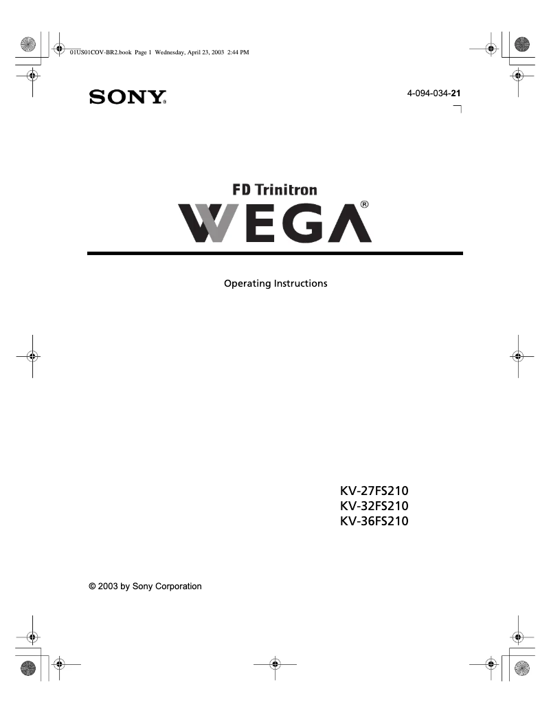 Página 1 del manual Manual de usuario Sony Wega KV-27FS210
