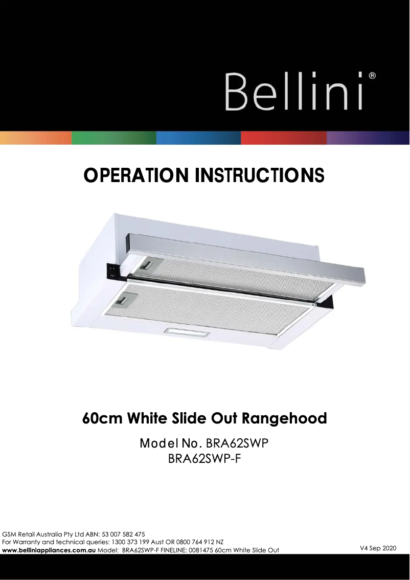 Image de la première page du manuel de l'appareil BRA62SWP