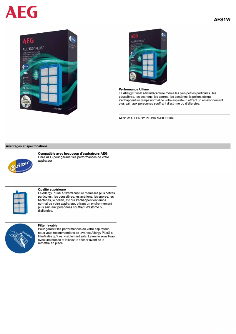 Image de la première page du manuel de l'appareil AFS1W