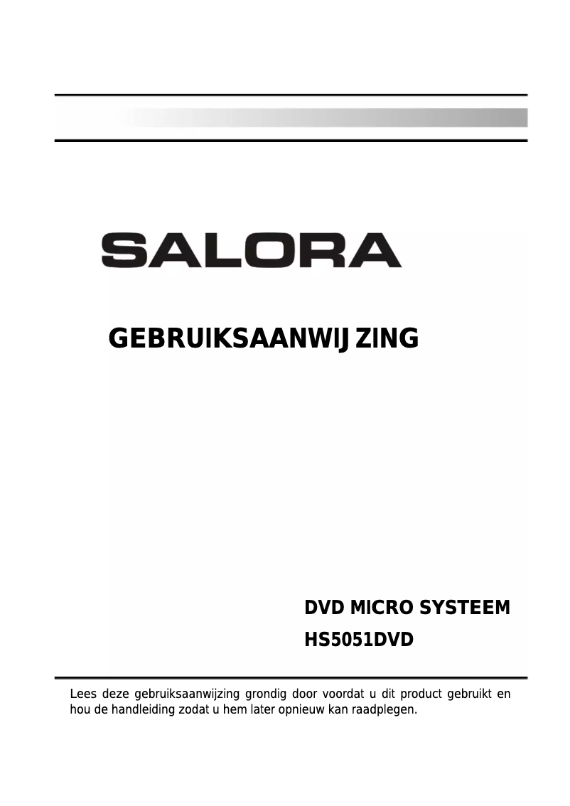 Page 1 de la notice Manuel utilisateur Salora HS5051DVD