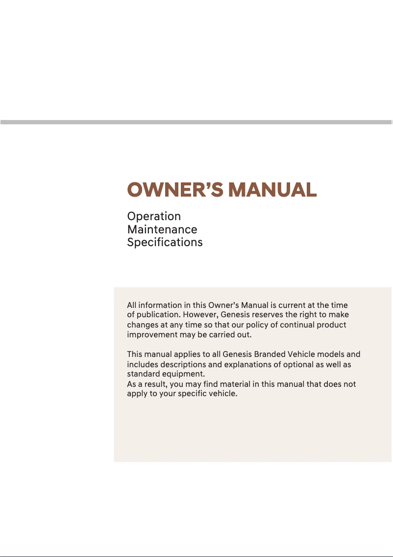 First page image of the manual for Genesis G90 (2023)
